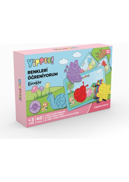 Renkleri Öğreniyorum - Böcekler Serisi | Renk Eşleştirmeli Eğitici Oyun Seti (40 Parça)