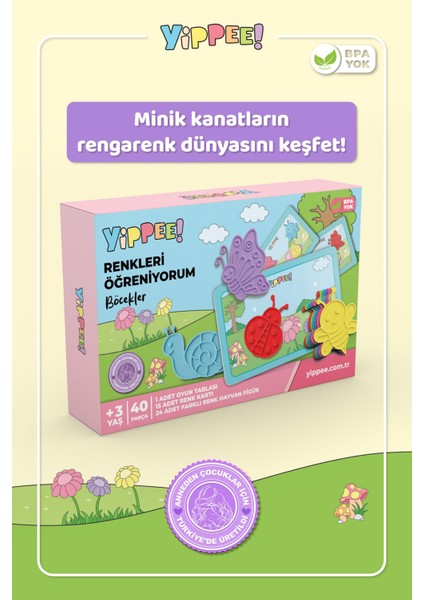 Renkleri Öğreniyorum - Böcekler Serisi | Renk Eşleştirmeli Eğitici Oyun Seti (40 Parça) fiyatları
