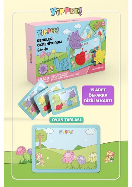 Renkleri Öğreniyorum - Böcekler Serisi | Renk Eşleştirmeli Eğitici Oyun Seti (40 Parça) modelleri