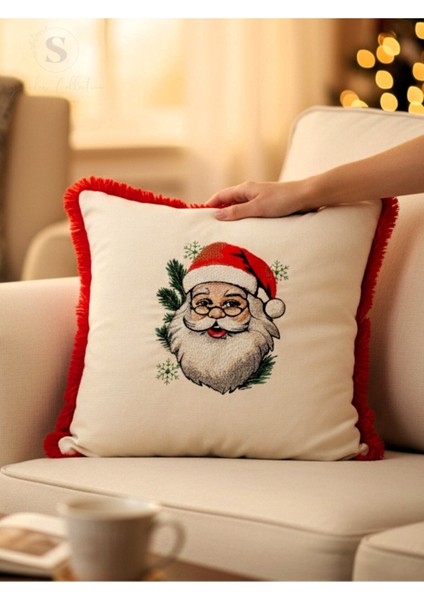 Fırfırlı, Nakışlı, Renkli Keten Yastık Kılıfı, 43X43, Dolgusuz, Şık ve Rahat