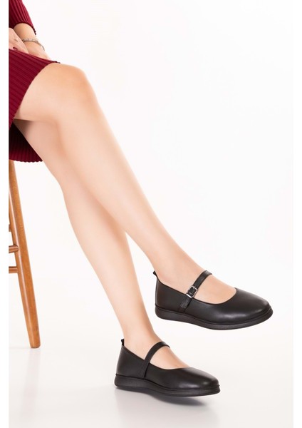 Kadın Hakiki Deri Rahat Günlük Babet NDR.26301 - Siyah - 37 Siyah