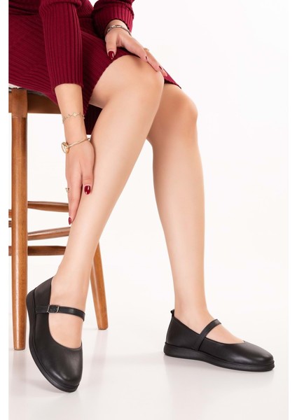 Kadın Hakiki Deri Rahat Günlük Babet NDR.26301 - Siyah - 37 Siyah fiyatları