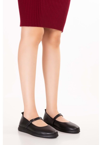 Kadın Hakiki Deri Rahat Günlük Babet NDR.26301 - Siyah - 37 Siyah fırsatları