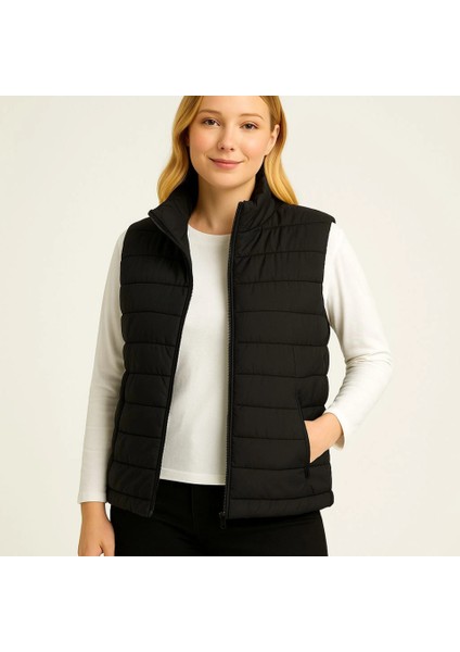 Şişme Fermuarlı Yelek Su Itici Kapitone Astarlı Kumaş Cepli Hafif Kışlık Spor Rahat Kalıp - fırsatları