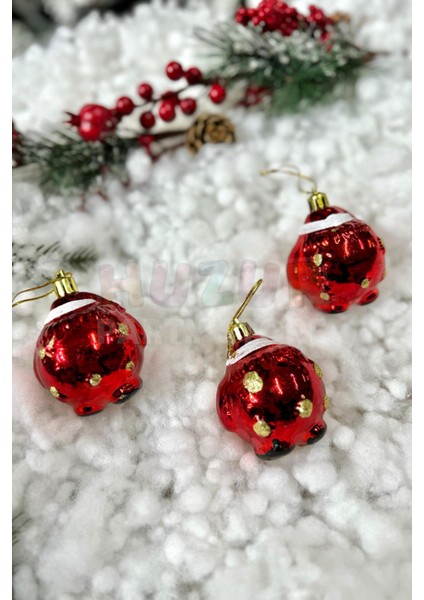 Kırmızı Metalik Noel Baba Ağaç Süsü 6 Cm, 3'lü Set, Yılbaşı Dekorasyonu indirimleri