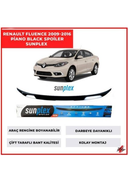 Renault Fluence 2009-2016 Sedan Sunplex Piano Black Spoiler fiyatları