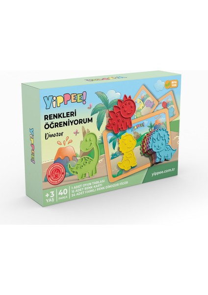 Renkleri Öğreniyorum - Dinozor Serisi | Renk Eşleştirmeli Eğitici Oyun Seti (40 Parça)