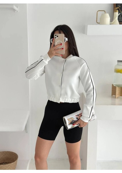 Biyeli Alo Baskılı Scuba Ceket