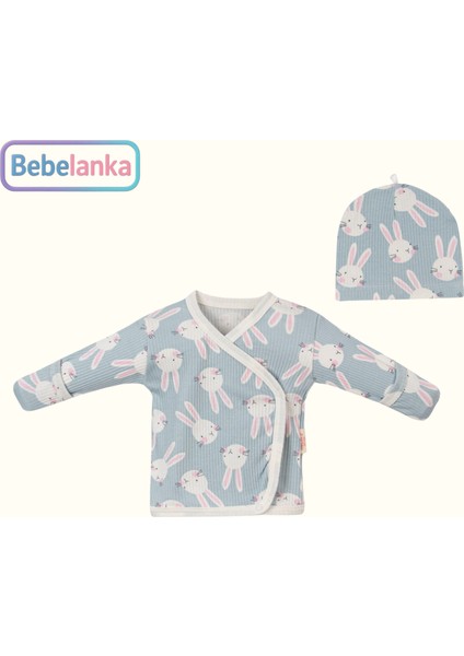 Kız Bebek %100 Pamuk Mint Tavşan Desenli Patikli Çıtçıtlı Zıbın Şapka 3'lü Takım 906065 fiyatları