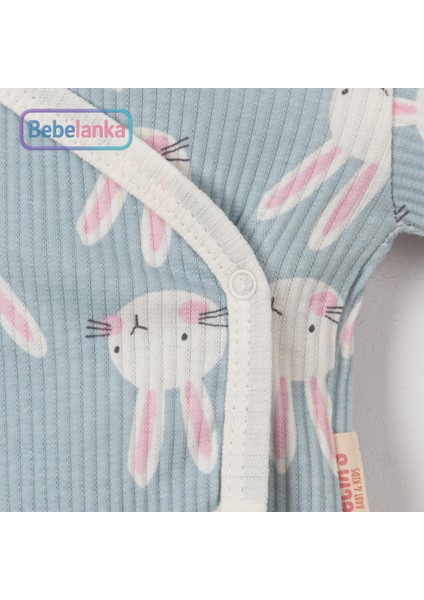 Kız Bebek %100 Pamuk Mint Tavşan Desenli Patikli Çıtçıtlı Zıbın Şapka 3'lü Takım 906065 fırsatları