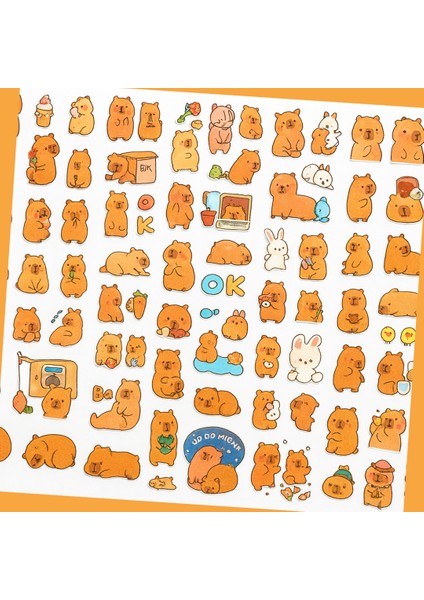 Capybara 100’LÜ Sticker Seti – Renkli Kawaii Çıkartma Paketi fiyatları