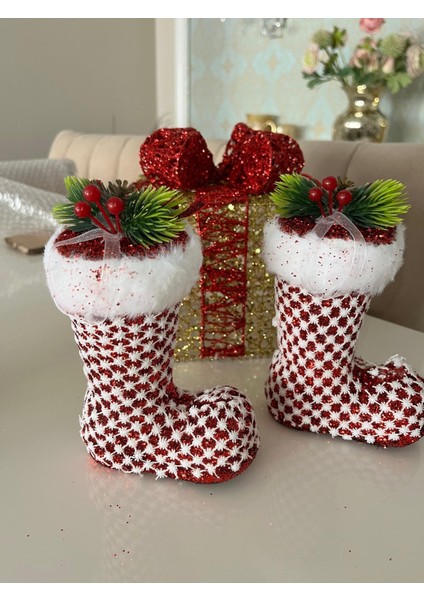 Kırmızı Noel Çizmesi 17 Cm, Yılbaşı Dekoru, Yeni Yıl Süslemesi fırsatları