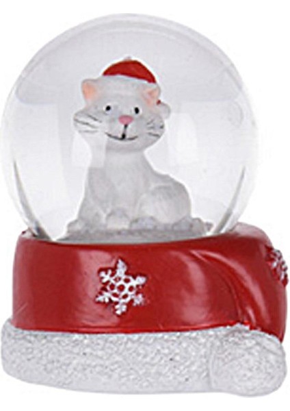 Noel Kar Küresi Beyaz Kedi
