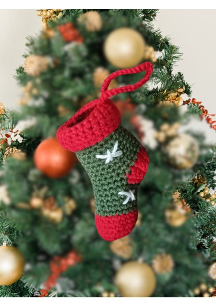 Kırmızı 8 cm Örgü Süsler, 2 Adet, Şömine ve Ağaç Dekoru, Yılbaşı Teması fiyatları