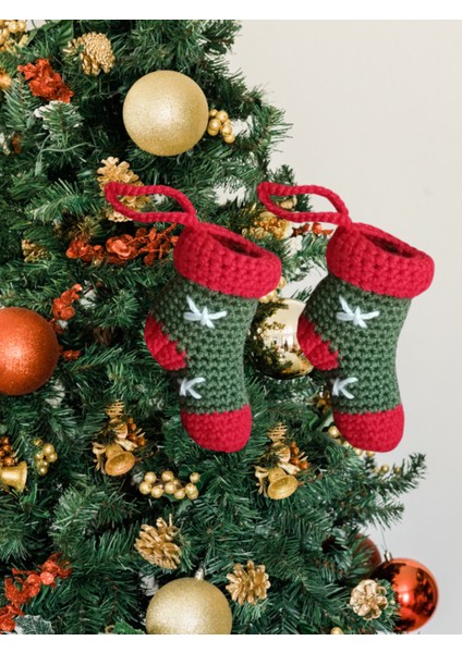 Kırmızı 8 cm Örgü Süsler, 2 Adet, Şömine ve Ağaç Dekoru, Yılbaşı Teması modelleri