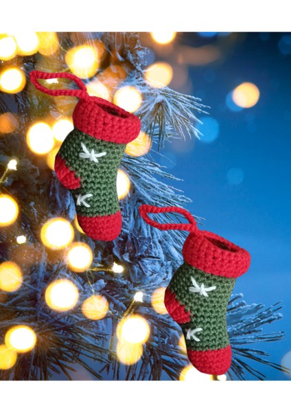 Kırmızı 8 cm Örgü Süsler, 2 Adet, Şömine ve Ağaç Dekoru, Yılbaşı Teması indirimleri