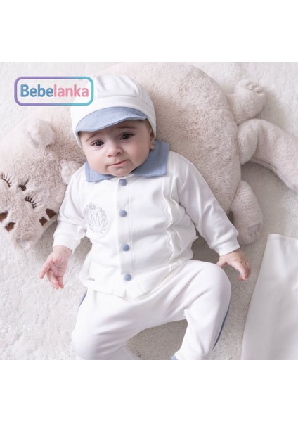 Yenidoğan Erkek Bebek %100 Pamuk Mavi Yaka Zıbın Patikli Pantolon 5'li Set 573390 fırsatları