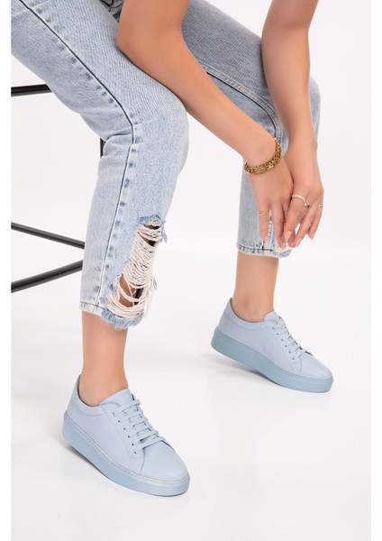 Hakiki Deri Anatomik Taban Spor Ayakkabı ELL.6839 - Bebe Mavi - 40 Bebe Mavi