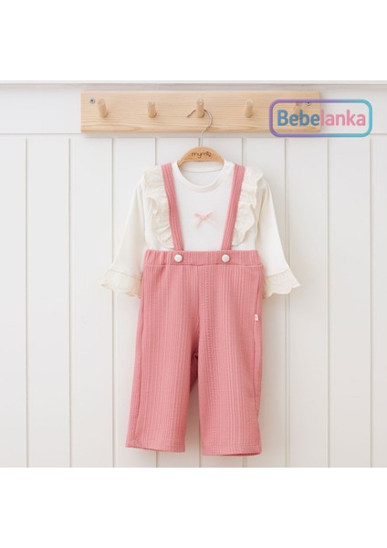 Kız Çocuk Fırfır Detaylı Askılı Pantolonlu 2'li Takım 195191