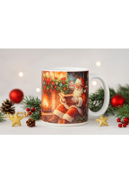 Şömine Önünde Noel Baba Temalı Yılbaşı Kupa, Sıcak ve Nostaljik Hissiyat! fiyatları