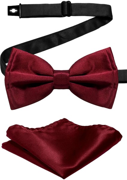 Bordo Ayarlanabilir Saten Çocuk Papyon ve Mendil Seti