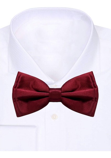 Bordo Ayarlanabilir Saten Çocuk Papyon ve Mendil Seti