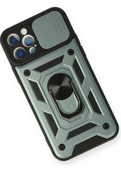 MYT09 iPhone 12 Pro Kılıf Pars Lens Yüzüklü Silikon - Yeşil modelleri