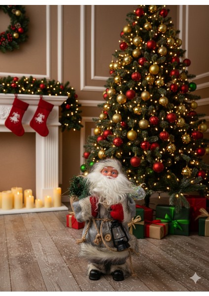 Renkli 25 cm Noel Baba Hareketli Işıklı Müzikli Figür