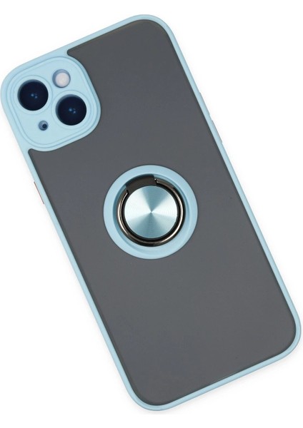 MYT09 iPhone 14 Kılıf Montreal Yüzüklü Silikon Kapak - Buz Mavi modelleri