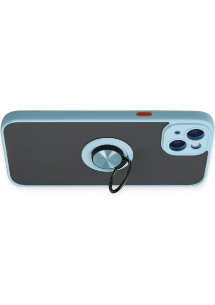 MYT09 iPhone 14 Kılıf Montreal Yüzüklü Silikon Kapak - Buz Mavi fırsatları