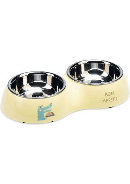 Mtxdpn Beeztees Köpek Ikili Mama ve Su Kabı, Paslanmaz Çelik, Sarı, 27X14CM, 2X160ML fiyatları