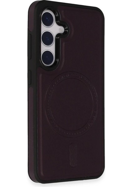MYT09 Samsung Galaxy S24 Kılıf Ozzi Magsafe Deri Kapak - Derin Mor fiyatları