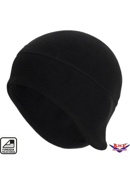 Siyah Kışlık Kulaklıklı Çift Katlı Kalın Termal Polar Bere