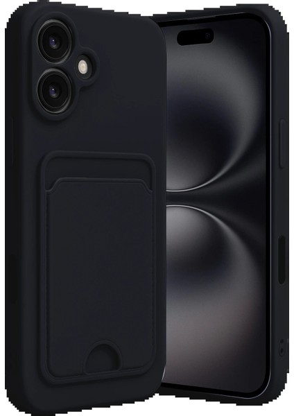 MYT09 iPhone 16 Kılıf Kelvin Kartvizitli Silikon - Siyah