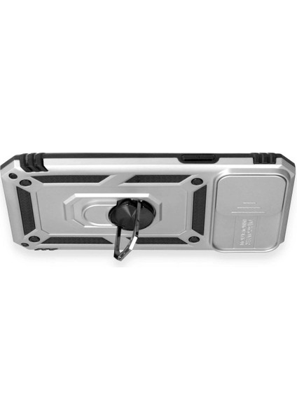 MYT09 iPhone 12 Pro Max Kılıf Pars Lens Yüzüklü Silikon - Gümüş modelleri