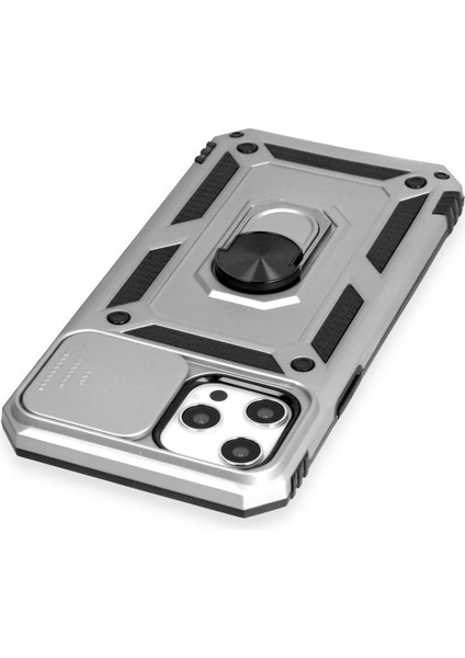 MYT09 iPhone 12 Pro Max Kılıf Pars Lens Yüzüklü Silikon - Gümüş indirimleri