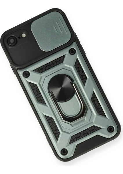 MYT09 iPhone 7 Kılıf Pars Lens Yüzüklü Silikon - Yeşil modelleri