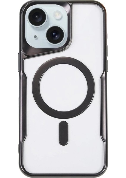 MYT09 iPhone 15 Plus Kılıf Boyi Magsafe Silikon Kapak - Siyah