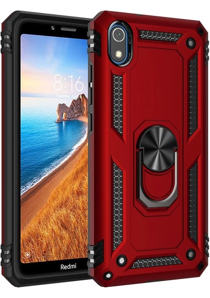 MYT09 Xiaomi Redmi 7A Kılıf Sofya Yüzüklü Silikon Kapak - Kırmızı