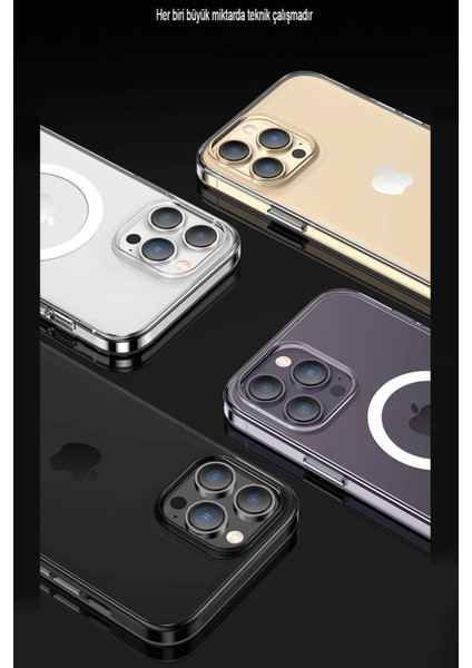MYT09 iPhone 14 Pro Max Kılıf Tron Şeffaf Magsafe Kapak - Derin Mor
