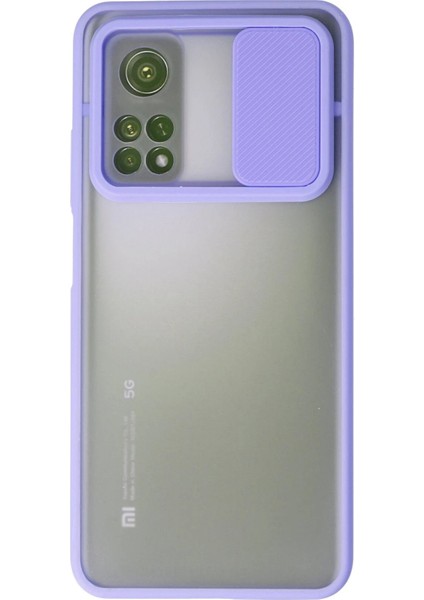 MYT09 Xiaomi Mi 10T Kılıf Palm Buzlu Kamera Sürgülü Silikon - Lila