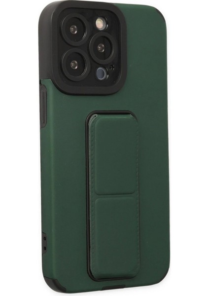 MYT09 iPhone 14 Pro Kılıf Mega Standlı Silikon - Yeşil indirimleri