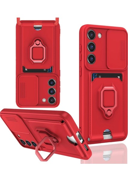 MYT09 Samsung Galaxy S23 Plus Kılıf Zuma Kartvizitli Yüzüklü Silikon - Kırmızı fiyatları