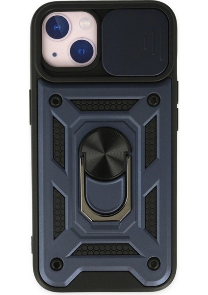 MYT09 iPhone 14 Kılıf Pars Lens Yüzüklü Silikon - Lacivert