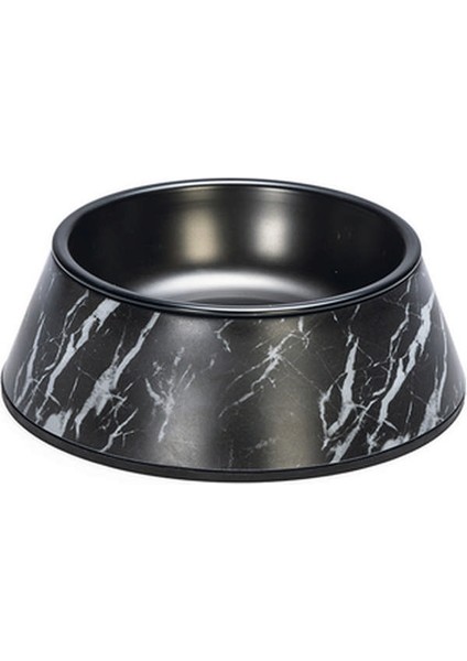 Mtxdpn Beeztees Dbl Köpek Mama Su Kabı, Mat Siyah Paslanmaz Çelik, Siyah Mermer Görünümlü, 14CM, 160ML