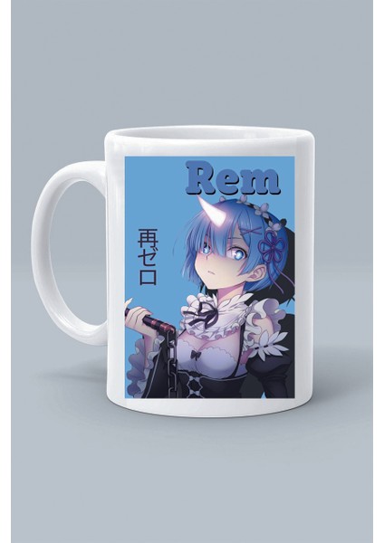 Anime Re Zero Rem Karakter Baskılı Beyaz Klasik Kupa Bardak