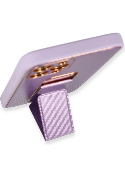 MYT09 iPhone 12 Pro Kılıf Coco Karbon Standlı Kapak - Mor fırsatları