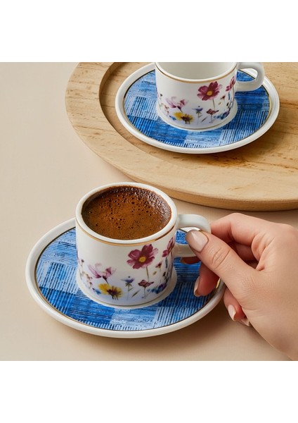 Mental 4 Parça 2 Kişilik Kahve Takımı 6709 Mavi modelleri