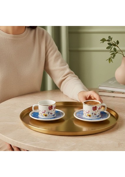 Mental 4 Parça 2 Kişilik Kahve Takımı 6709 Mavi indirimleri