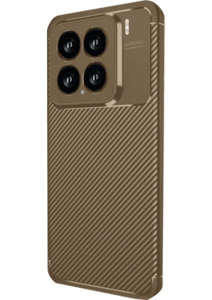 MYT09 Xiaomi Mi 15 Kılıf Auto Focus Karbon Kapak - Kahverengi